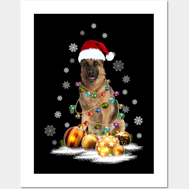 German Shepherd Christmas Light Dog Lovers Funny Gifts Wall Art by Sky full of art